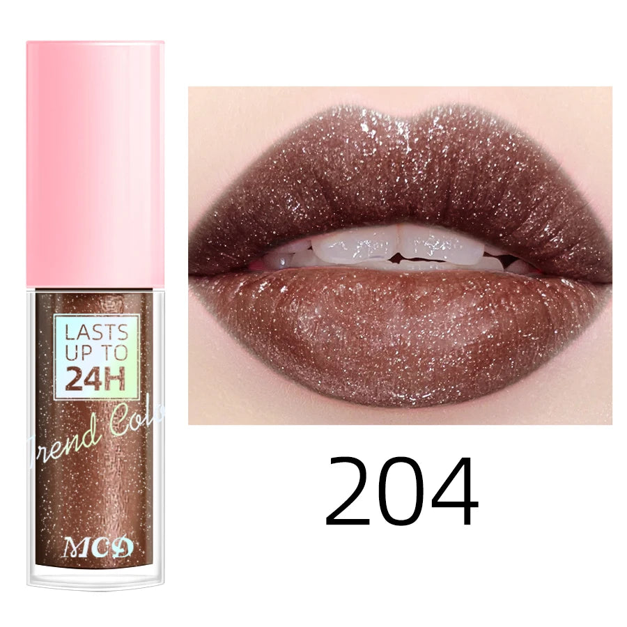 Lip gloss with 18 bright colors, long-lasting and waterproof. Moisturizes and adds shine to lips.