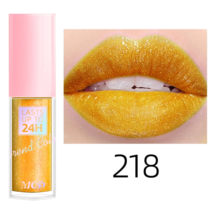 Lip gloss with 18 bright colors, long-lasting and waterproof. Moisturizes and adds shine to lips.