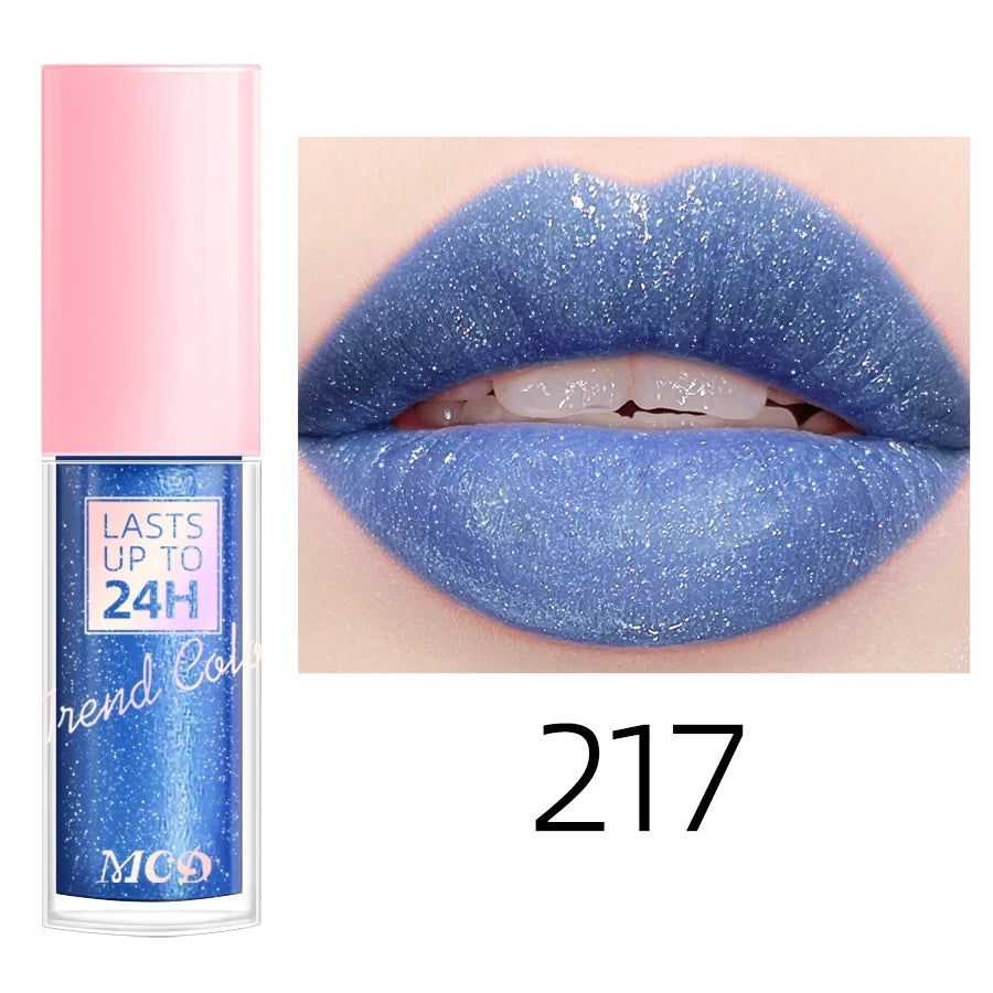 Lip gloss with 18 bright colors, long-lasting and waterproof. Moisturizes and adds shine to lips.