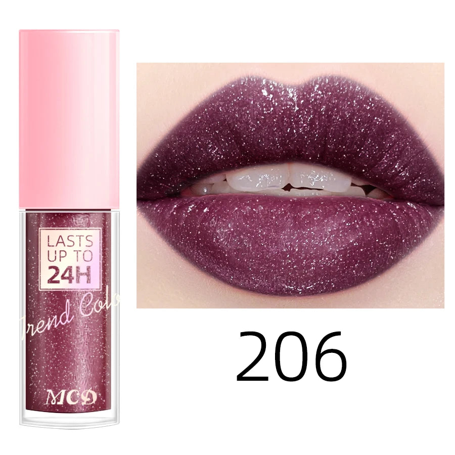 Lip gloss with 18 bright colors, long-lasting and waterproof. Moisturizes and adds shine to lips.
