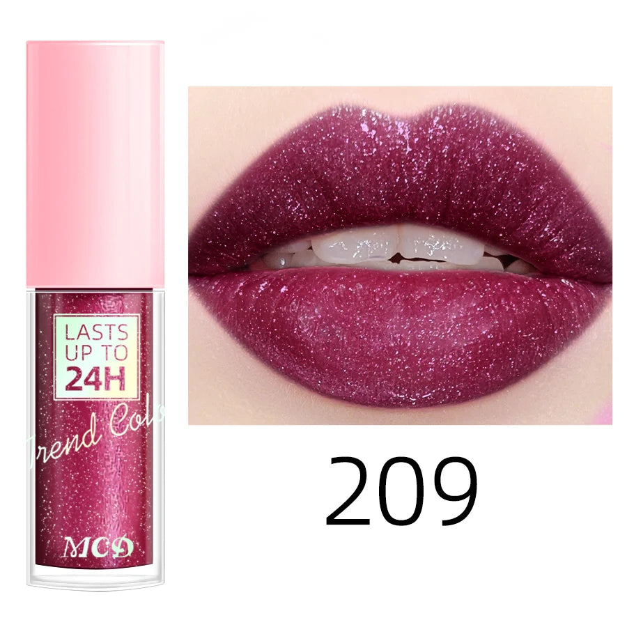 Lip gloss with 18 bright colors, long-lasting and waterproof. Moisturizes and adds shine to lips.
