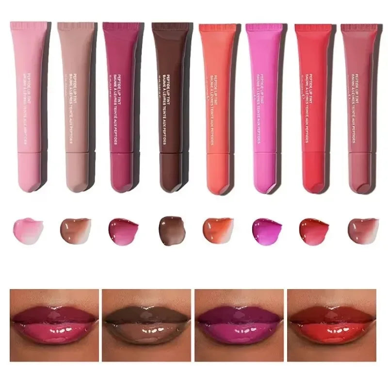 Kit of 9 nourishing lip glosses. Hydration, shine, and plumping effect