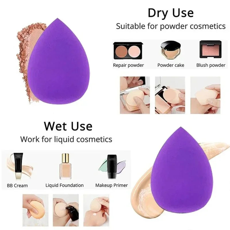 Kit with 12 triangular makeup sponges. Perfect for applying foundation, powder, and liquids with an even finish