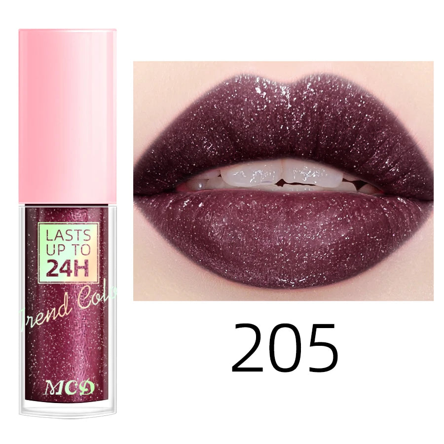 Lip gloss with 18 bright colors, long-lasting and waterproof. Moisturizes and adds shine to lips.