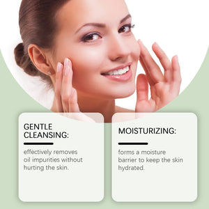 Facial cleansing gel with hyaluronic acid. Hydrates, cleans pores, and exfoliates without drying out