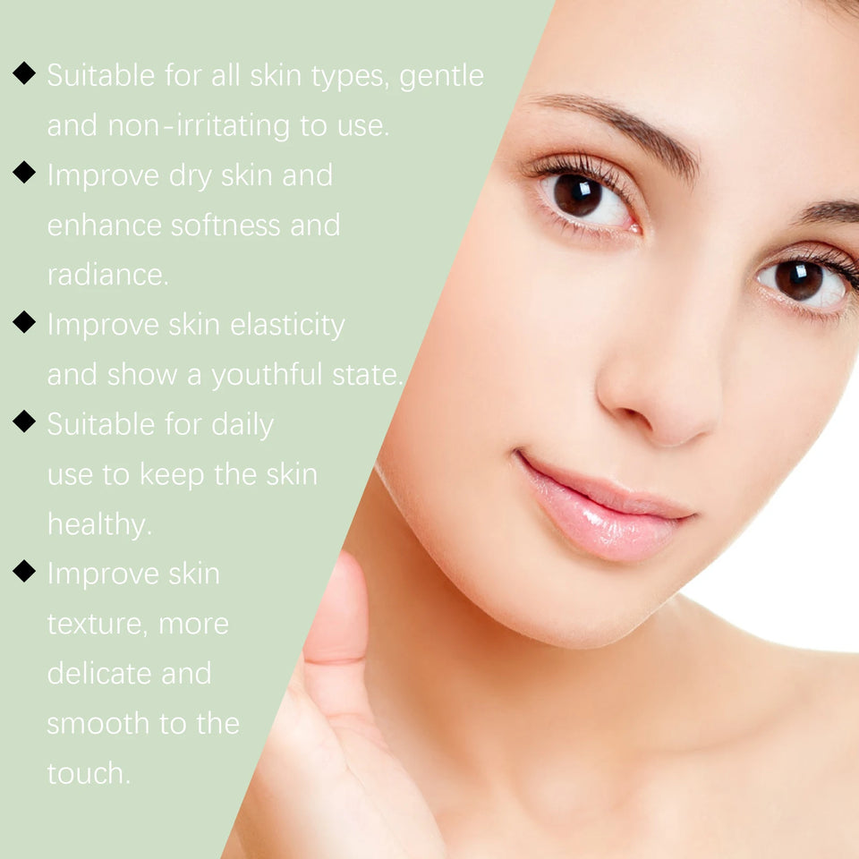 Facial cleansing gel with hyaluronic acid. Hydrates, cleans pores, and exfoliates without drying out