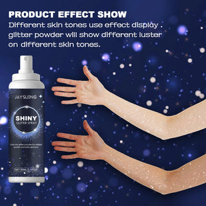 Silver glitter spray for hair and body, with instant holographic shine